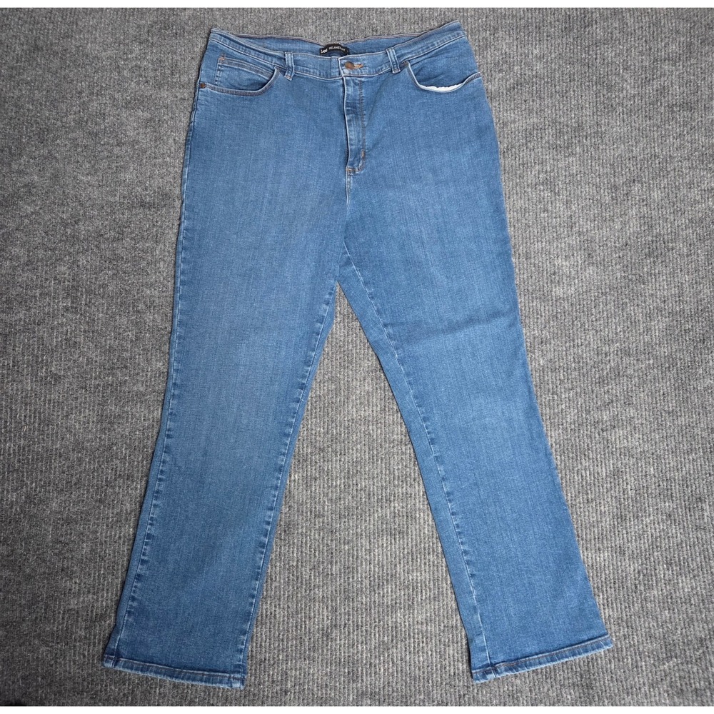 Lee Relaxed Fit Women's Blue Denim Jeans Size 16 Medium Straight Leg Casual